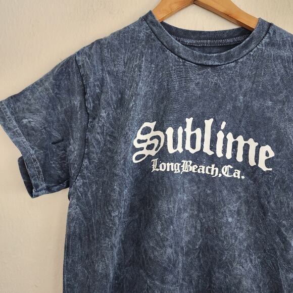 Urban Outfitters Sublime T-Shirt Dark Blue Acid Wash Graphic Tee M - Picture 2 of 8